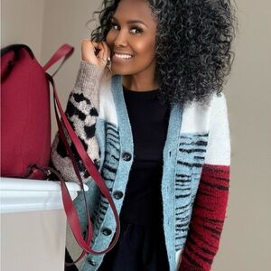 Anthropologie Moth Multicolor Patterned Cardigan